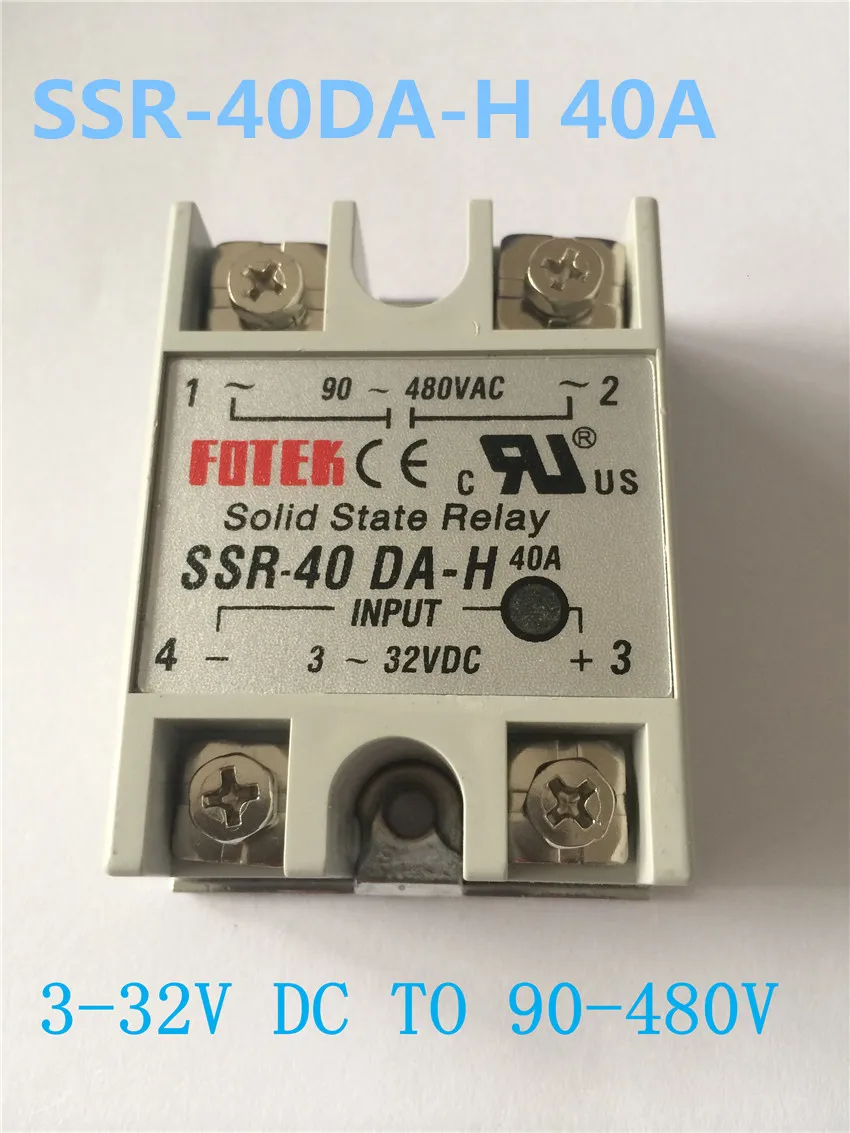 Single Phase SSR-40DA-H actually 3-32V DC TO 90-480V AC SSR 40DA H Solid State Relay