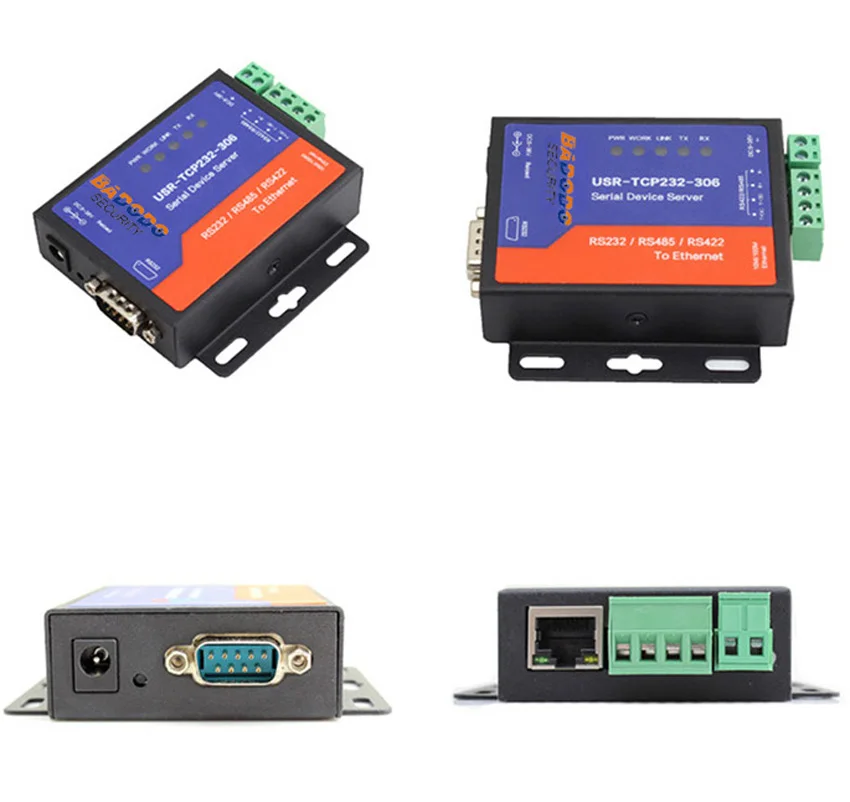 USR-TCP232-306อุปกรณ์แบบอนุกรมเซิร์ฟเวอร์, RS232/485/422 ethernet