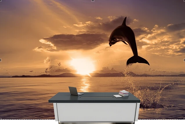 Custom wallpaper for children. Dolphin Sunset .3D Wallpaper mural for children's room living room kitchen wall PVC wallpaper