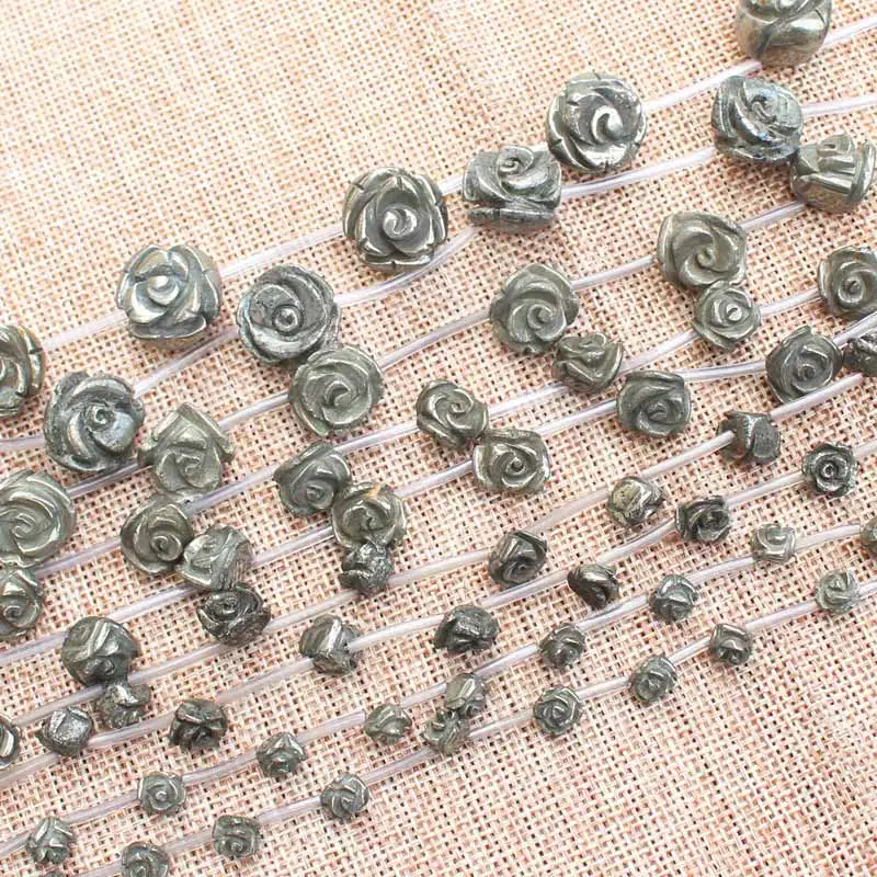 Natural Pyrite Rose Shape 8-18mm Loose Beads 15inch per strand,For DIY Jewelry Making !We provide mixed wholesale for all items!