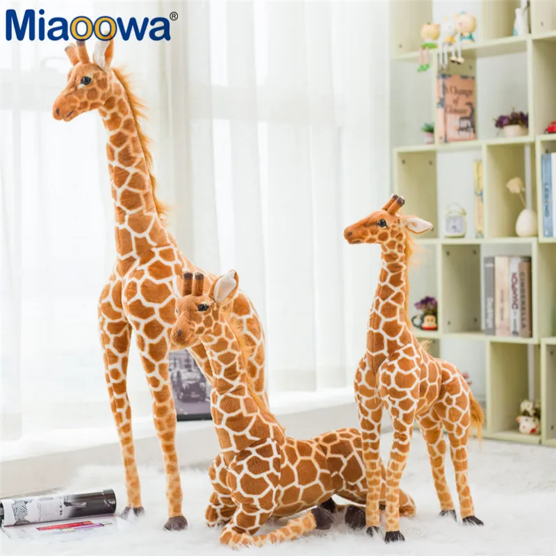 140cm Giant Real Life Giraffe Plush Toys Cute Stuffed Animal Dolls Soft Animal Deer Doll High Quality Birthday Gift Kids Toys