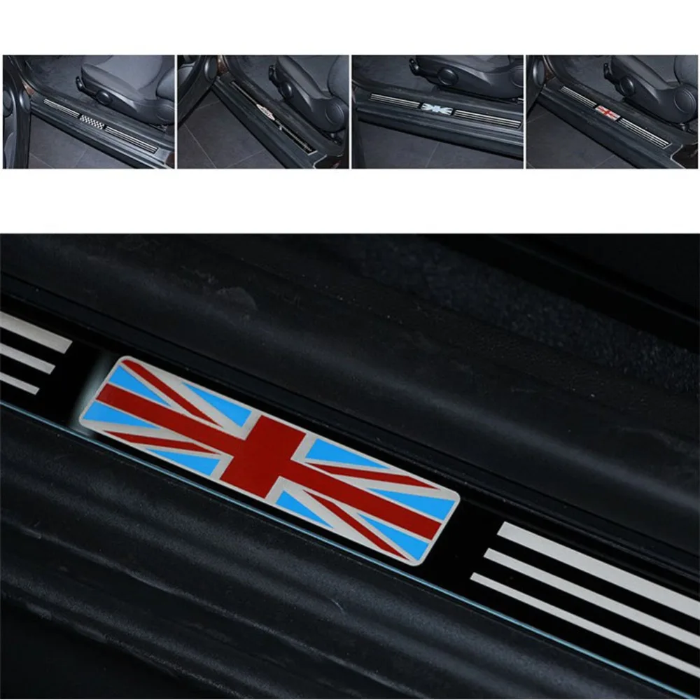 Steel Car Door Sill Plate Welcome Footboard Door Scuff Sticker Cover for Mini Cooper R55 Clubman R56 R57 Hatchback