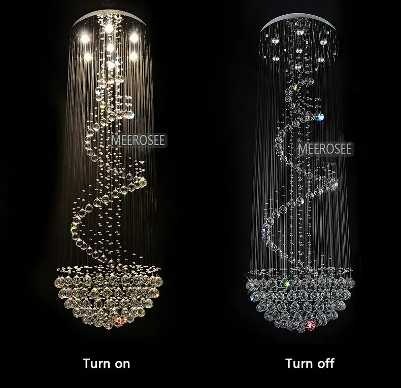 Lustre en cristal de longue taille luminaire lustre moderne de cristal lumière pour hall escalier escaliers foyer éclairage d'escalier en cristal