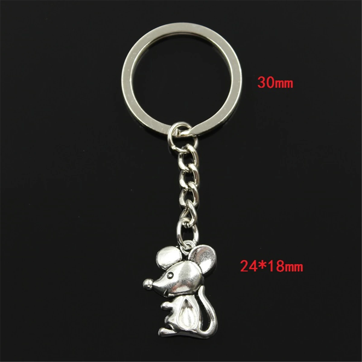 Fashion Mouse 24x18mm Pendant 30mm Key Ring Metal Chain Bronze Silver Color Men Car Gift Souvenirs Keychain Dropshipping