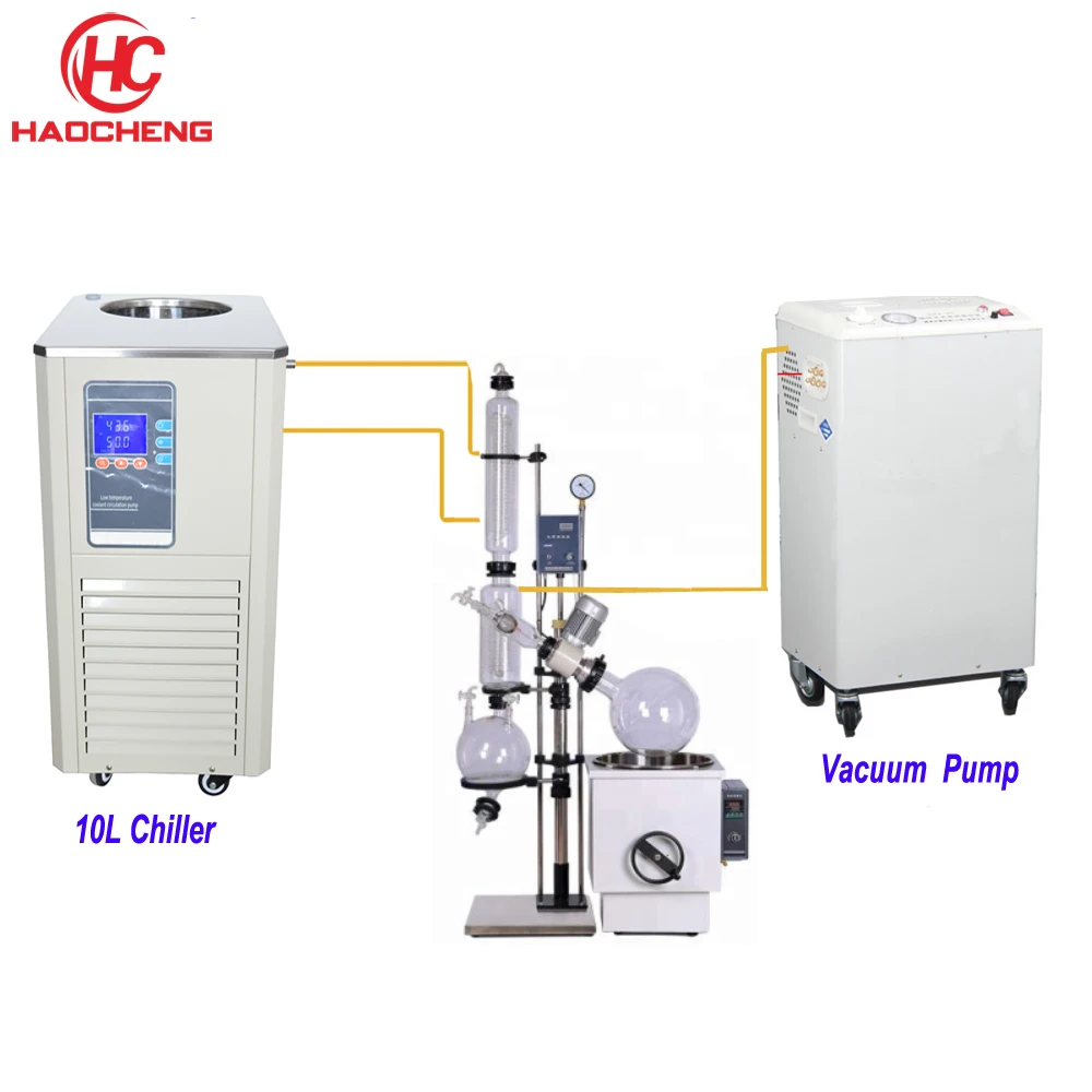 Free shipping 10L Manual Lift CBD Solvent Lab Rotovap with Chiller and Pump