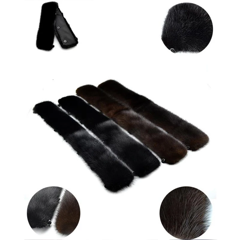 2020 FXFURS fashion new Winter Women Real Mink Fur Collar Warm Men Genuine Fur Stand Collar Black Brown Button Lining