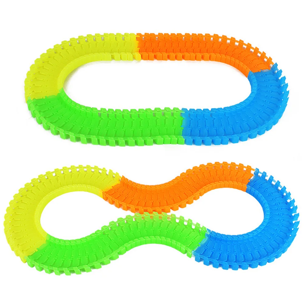 Glow Racing Track Car Set Led Light Track Car Flexible Glowing Tracks Toy 80-400pcs Race Track Flexible Railway Car Toys