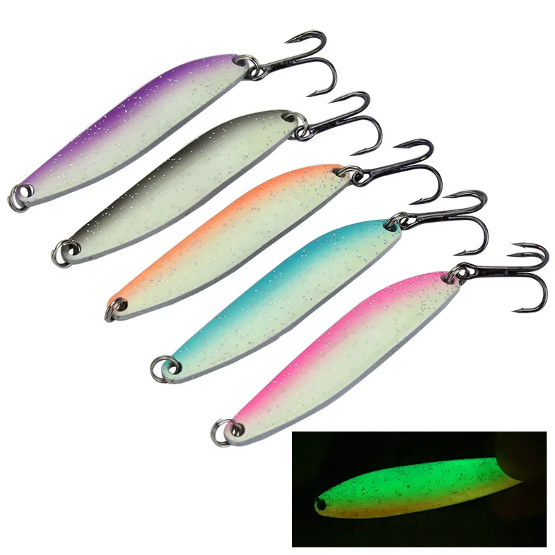 Fishing Metal Lure Spoons Dual Color Glow Salix Leaf Shaped Spoon Artificial Lure Bait 6.5cm/13g Reflect Sequins 1 Piece Sale