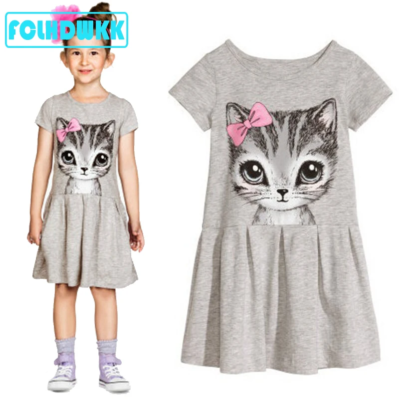 ใหม่ 2018 ฤดูร้อนเด็กวัยหัดเดินชุดแมวพิมพ์สีเทาสีชมพูชุดเด็กทารกเสื้อผ้าเด็กเสื้อผ้าเด็กแขนสั้นเด็กชุด 0-8Yearsเก่า