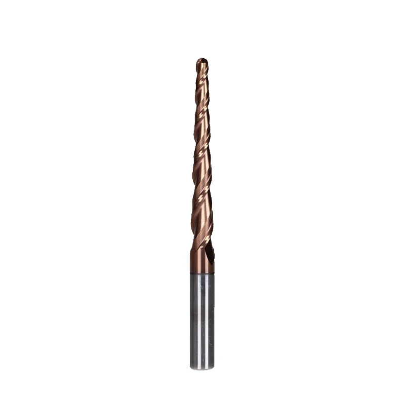 

1pc R2.0*D8*60*100L*2F HRC55 Tungsten solid carbide Coated Tapered Ball Nose End Mills cone milling cutter wood knife tools