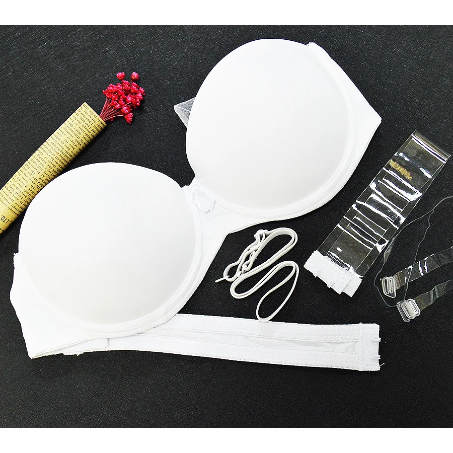 Nowa seksowna bielizna Push Up Bra Duży rozmiar 1/2 Cup Bez ramiączek Halter Kobiety Silikonowe wyściełane Ślub A B C D E F 70 75 80 85 90 95 — zdjęcie 3
