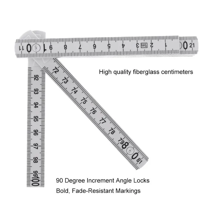 1M 2M 10-parts Folding Carpenters Ruler Lightweight Compact Measuring Stick Slide Fold Up for Woodworking