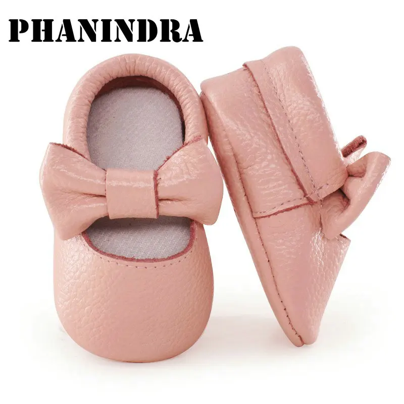 New Baby Casual Shoes Infant Toddler Bowknot  Leather Soft-Sole cow First Walker Newborn Bow Girl Moccasins