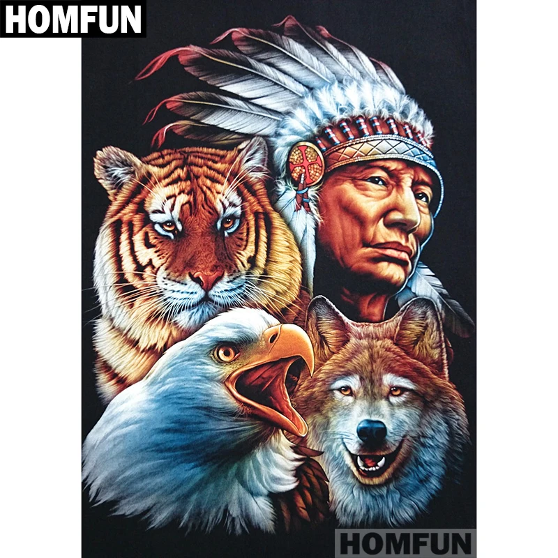 HOMFUN 전체 광장/라운드 드릴 5D DIY 다이아몬드 페인팅 