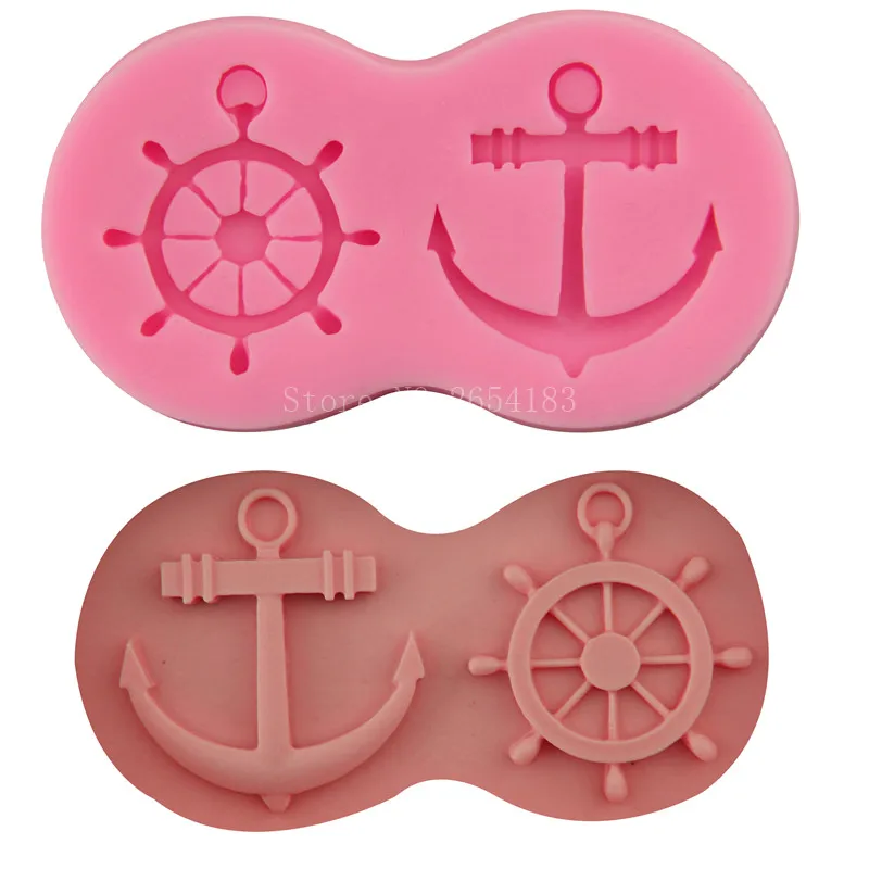 New Boat Anchor Helm Ship Silicone Fondant Mold Candy Chocolate Spaceship Moulds Cake Decoration Baking Tool DIY Clay Resin Art