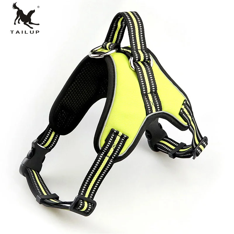 TAILUP S-XXL Adjustable Reflective Pet Harness For Collar K9 Padded Extra Big Large Medium Small Dog Harnesses vest 3 Colorful