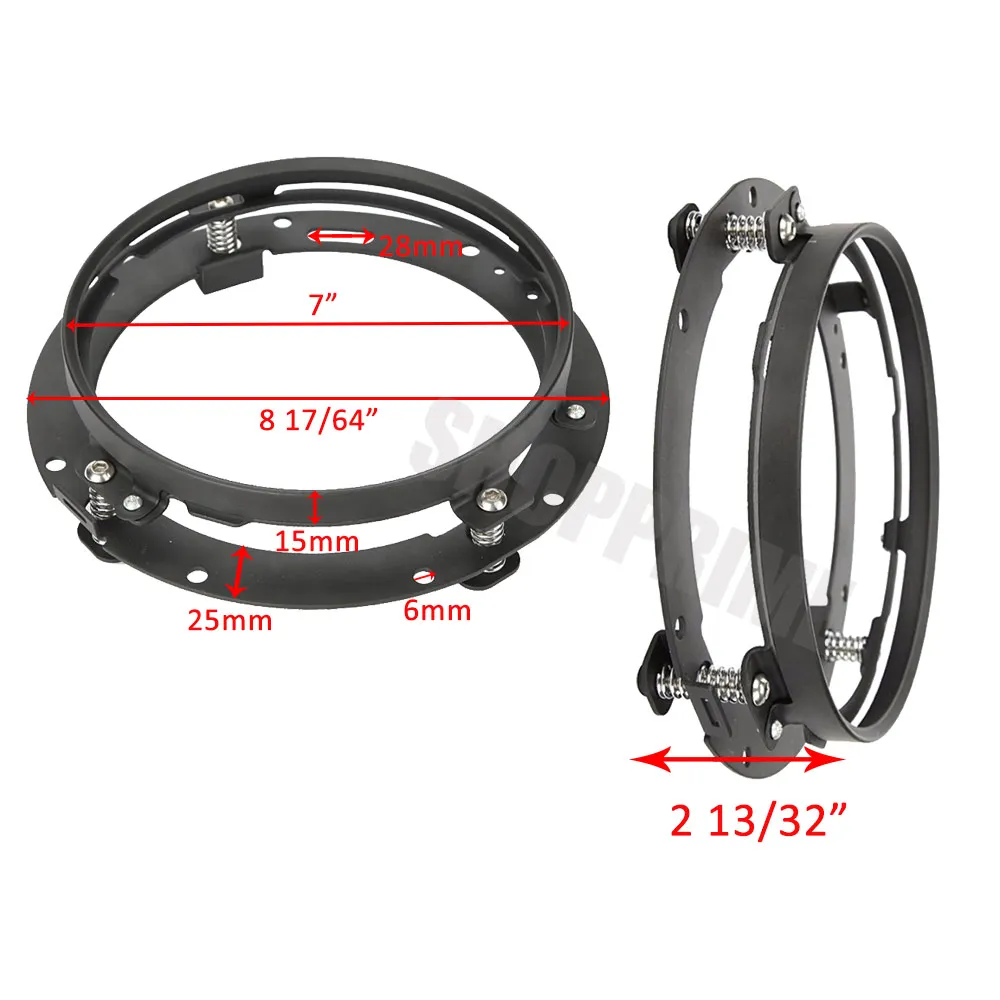2PC 7 Inch Round Chrome LED Headlight Mounting Bracket Ring For Jeep Wrangler JK & Motorcycles