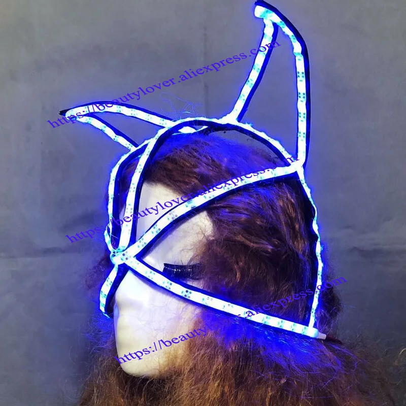 

sexy cat lumious headwear Led light show stage dance Women party nightclub future space headress hat cap mask