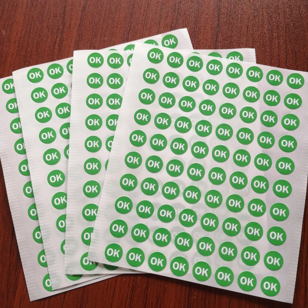3000pcs 10mm OK Self-adhesive Gloss Paper Label Sticker Factory Product Quality Inspection Manufacture Procedure Control Tag