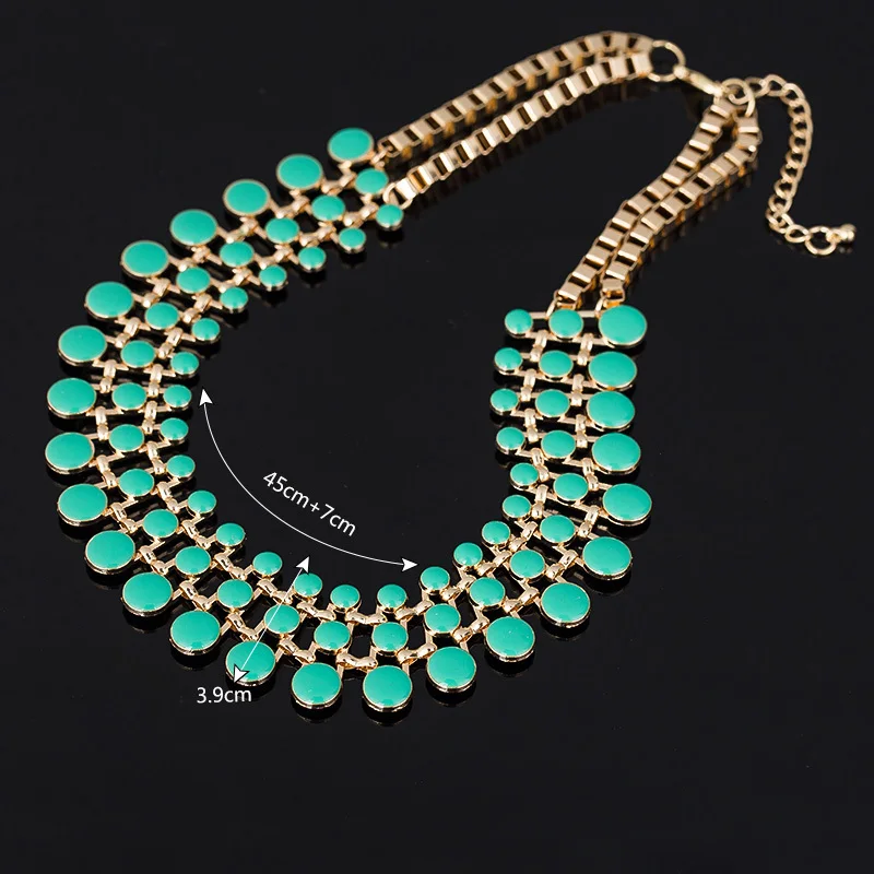 New Trendy Necklaces Pendants Link Chain Collar Long Plated Enamel Statement Bling & Fashion Necklace Women Jewelry N233