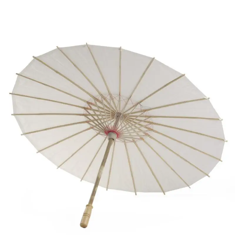 

Wedding Bride Parasols White Paper Umbrella Wooden Handle Chinese Craft Umbrella LX6333