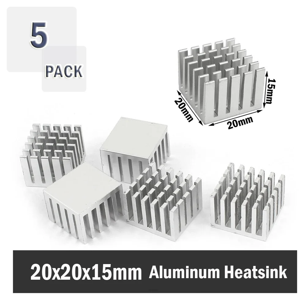 

5Pcs Gdstime 20x20x15mm Cooling Accessories DIY Heatsink CPU GPU IC Memory Chip Aluminum Heat Sink Extruded Cooler Radiator