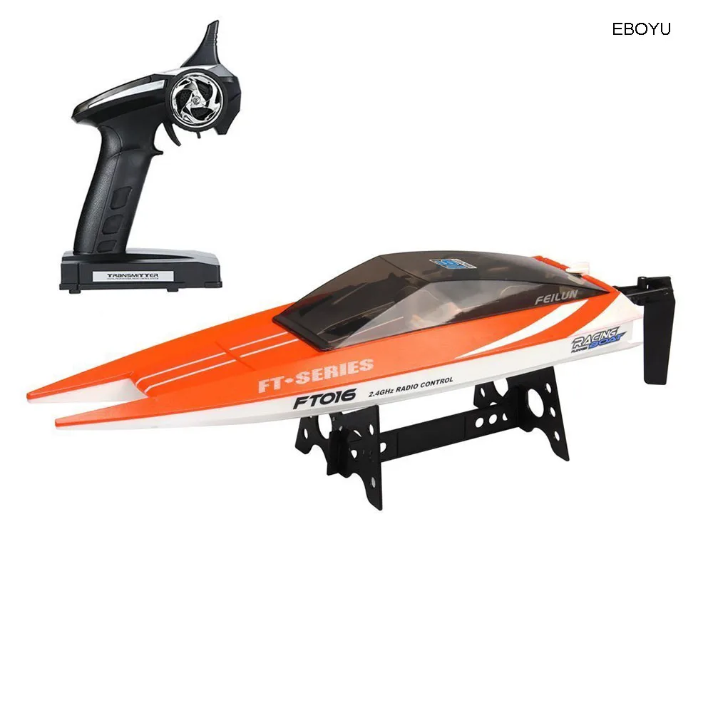 Feilun FT016 RC Boat 2.4G 30km/h High Speed RC Racing Boat with Water Cooling Flipped Self-righting Function Gift Toy RTR