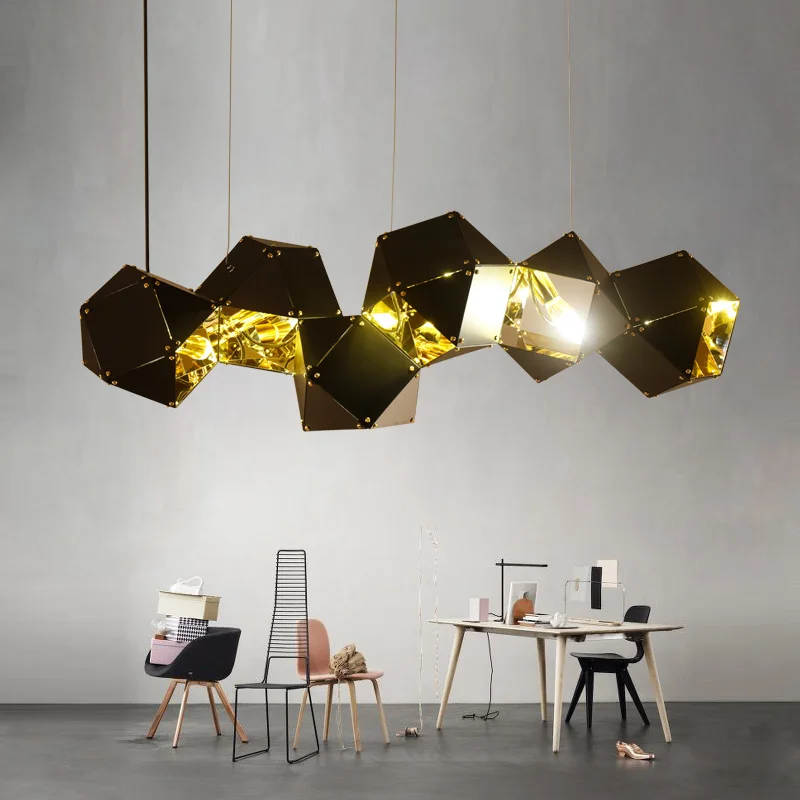 

NEW Nordic Modern Pendant Lights Metal Faceted Pendant Lamp Villa Hotel Gallery Bar Home Living room restaurant E14 hanging lamp