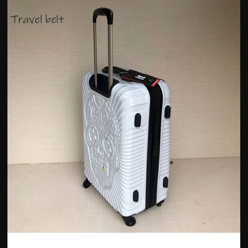 Travel Tale Personality Fashion 19/24/28 Inch Rolling Luggage Spinner Brand Travel Suitcase Big Golden Tooth Skull