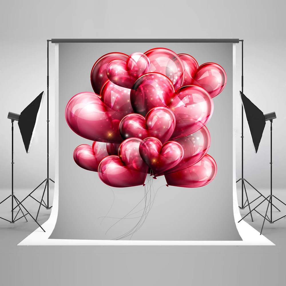 

VinylBDS Red Balloon Background Photography For Newborn Grey Photography Backdrops Children Backgrounds for Photo Studio