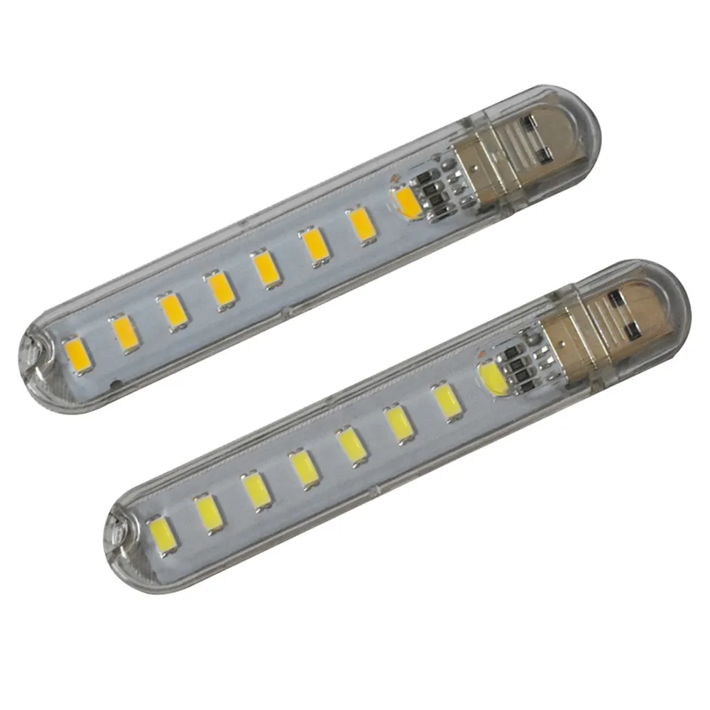 USB LED Book Lights, Night Light, 1LEDs, 3LEDs, 8LEDs, SMD 5730 LED Bulb, 5V Power Input White, 5000-6500K, Warm White, 5 Pcs