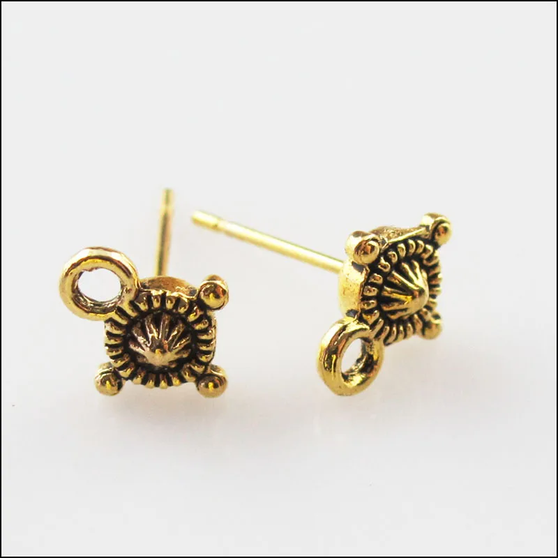 

20Pcs Tibetan Gold Cone Flower Earrings Studs With Loop Findings