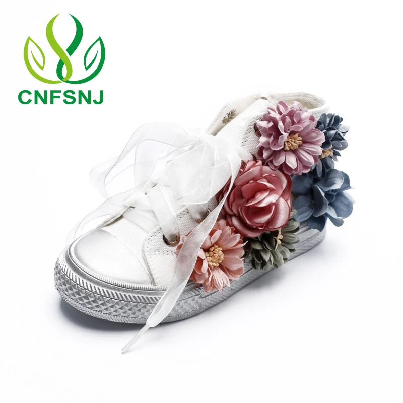 CNFSNJ 2019 autumn winter new children shoes canvas sports girls flowers high state princess ribbon 26-36 boys sneakers