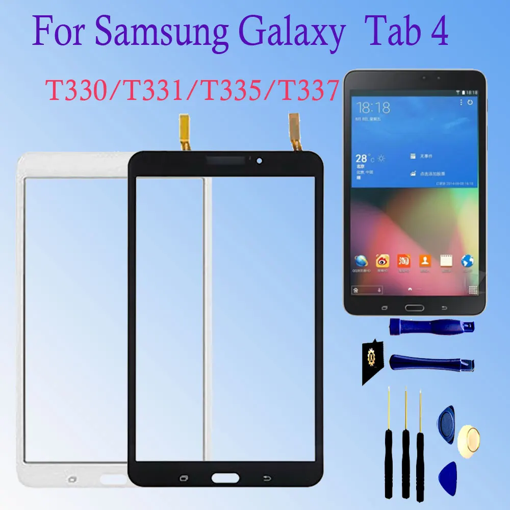 Écran tactile LCD pour Samsung Galaxy Tab 4 8.0, T330, T331, T332, T335, T337, pièces de capteur avant en verre