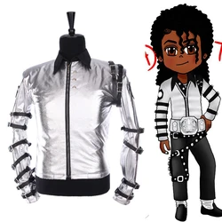 Impersonator Michael Joseph Jackson Costumes  Jacket BAD tour Silver Bodysuit Jacket Outerwear for Collection Supprise Gift