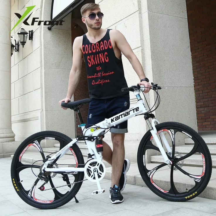 Original X-Front brand 21 24 speed 26\'\' Carbon steel damping mountain downhill folding bike mtb bicicleta bicycle