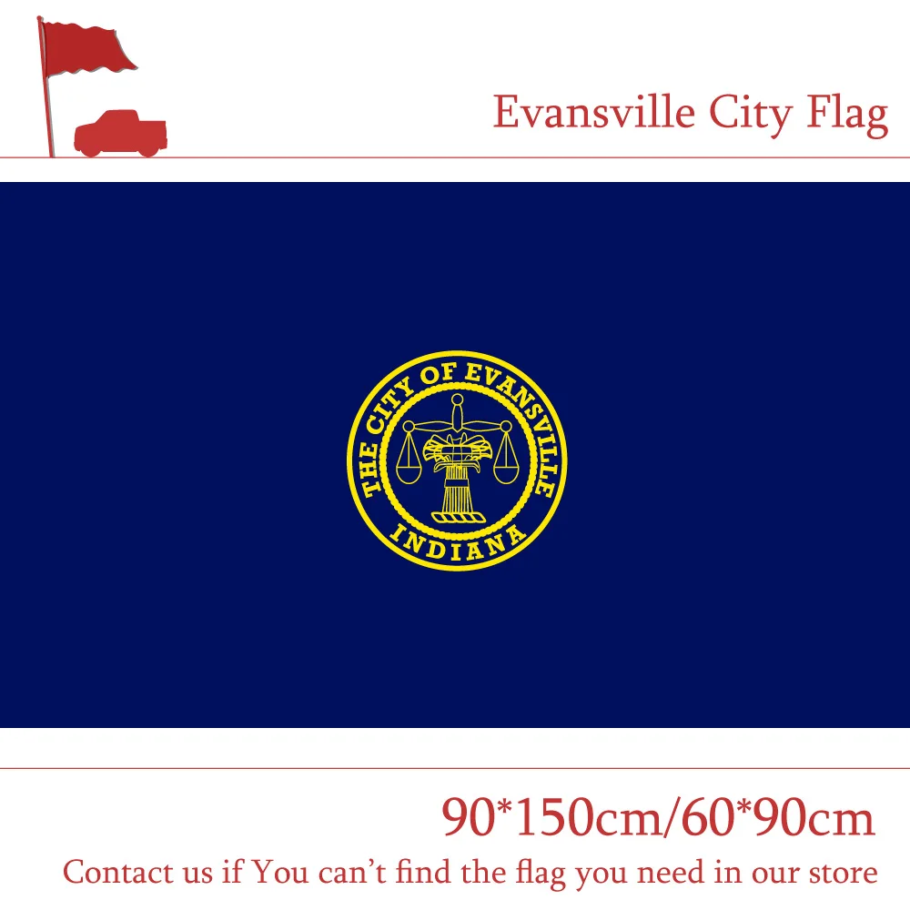 US Evansville City Flag State of Indiana 90*150cm 60*90cm Flag 3x5ft 100% Polyester Banner Indoor Outdoor