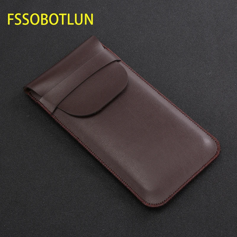 FSSOBOTLUN,For Apple iPhone 14 Plus 13 12 11 pro xs max Microfiber Leather Pouch Sleeve Cover Handmade Full Protective Case Bag