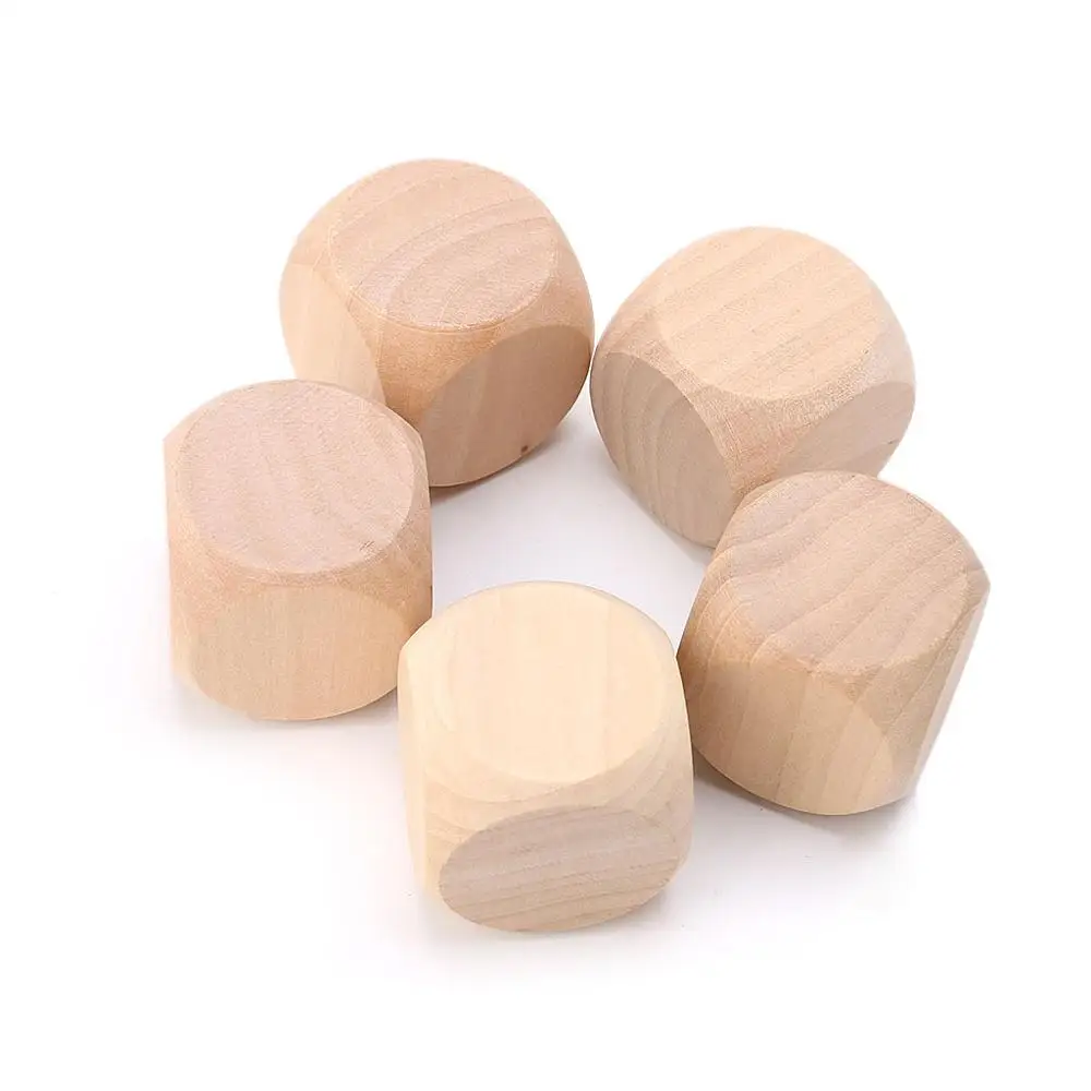 Dados de madera en blanco para niños, juguetes de impresión, grabado, escritura, pintura, bricolaje, juego familiar, 40mm