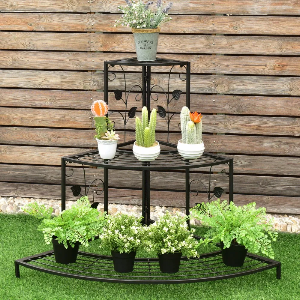 

Giantex 3 Tier Floral Corner Plant Stand Metal Flower Pot Rack Stair Display Ladder Outdoor Furniture CYW50294