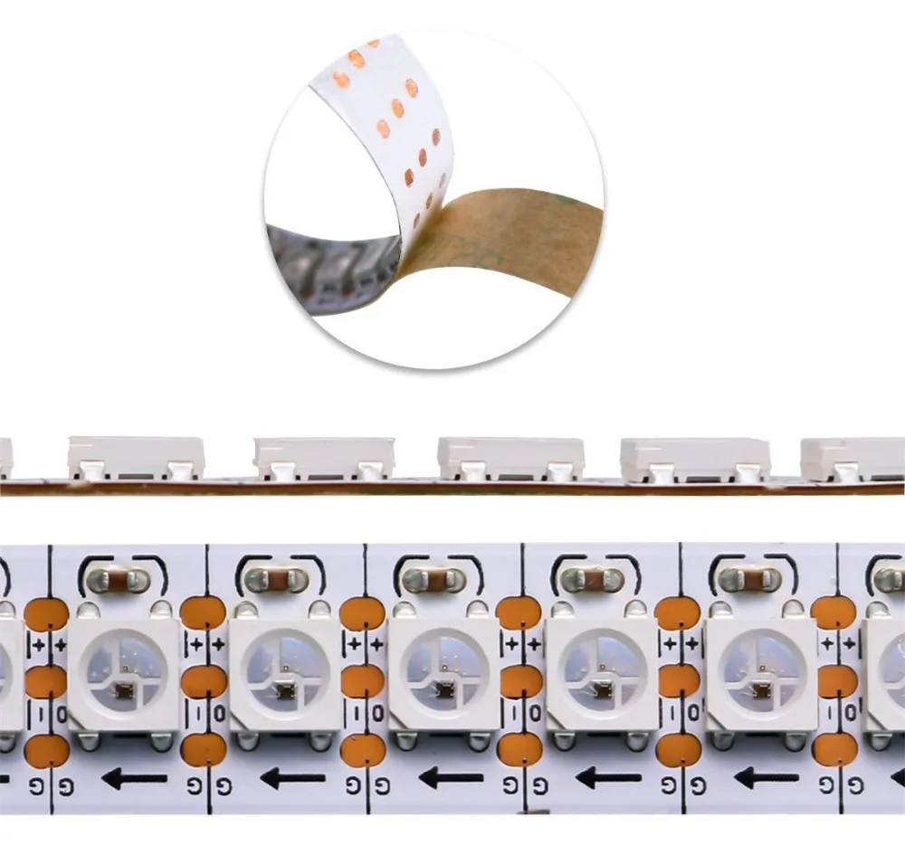 DC5V WS2812 Built-In IC WS2812B แถบไฟ LED RGB 5050สี30/60/144พิกเซลแอดเดรสแอดเดรสโปรแกรมเทป