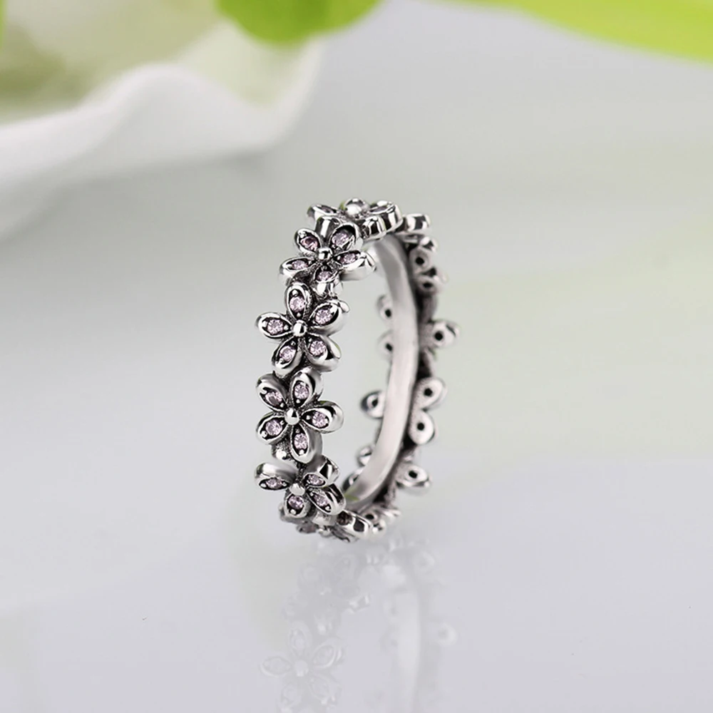 CUTEECO Daisy Rings for woman Silver Color Clear CZ Flowers Brand Rings fashion Wedding Party Jewelry