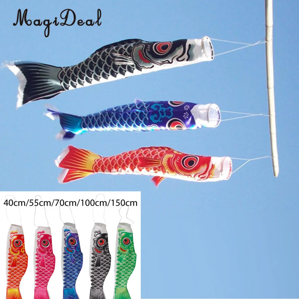 MagiDeal 40cm/55cm/70cm/100cm/150cm Japanese Windsock Carp Flag Koi Nobori Sailfish Fish Wind Streamer Home Party Decorations