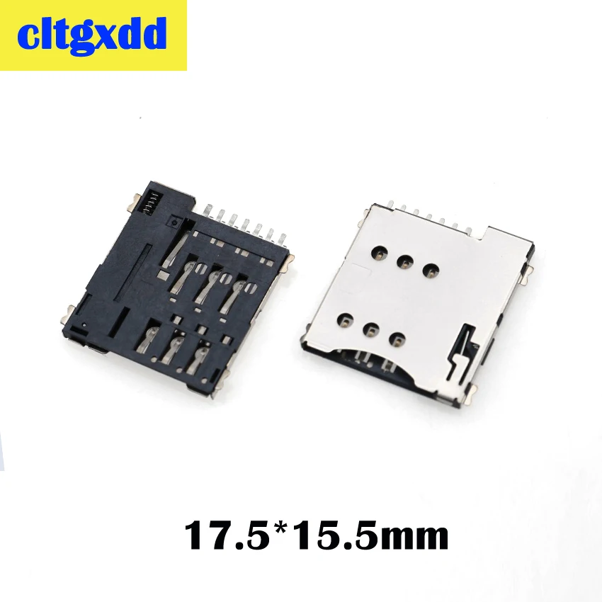 cltgxdd 2pcs Micro SIM Card holder connector 7P 7Pin Card Slot/Self push with switch 17.5*15.5MM