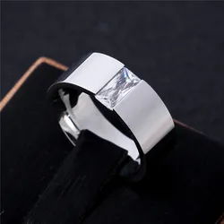 Light Mirror Polish 8MM Zircon Titanium Ring for Men and Women Silver color Personalized Ring Customize Ring Engraved Ring