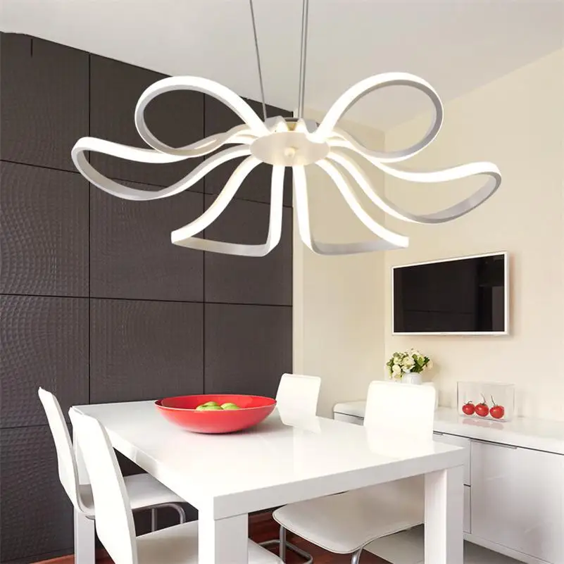 Aluminum Flower Shape Pendant Lights Dining Room Kitchen Bar Restaurant Bedside Bedroom Hang Lamp Home Dimmable Nordic Droplight