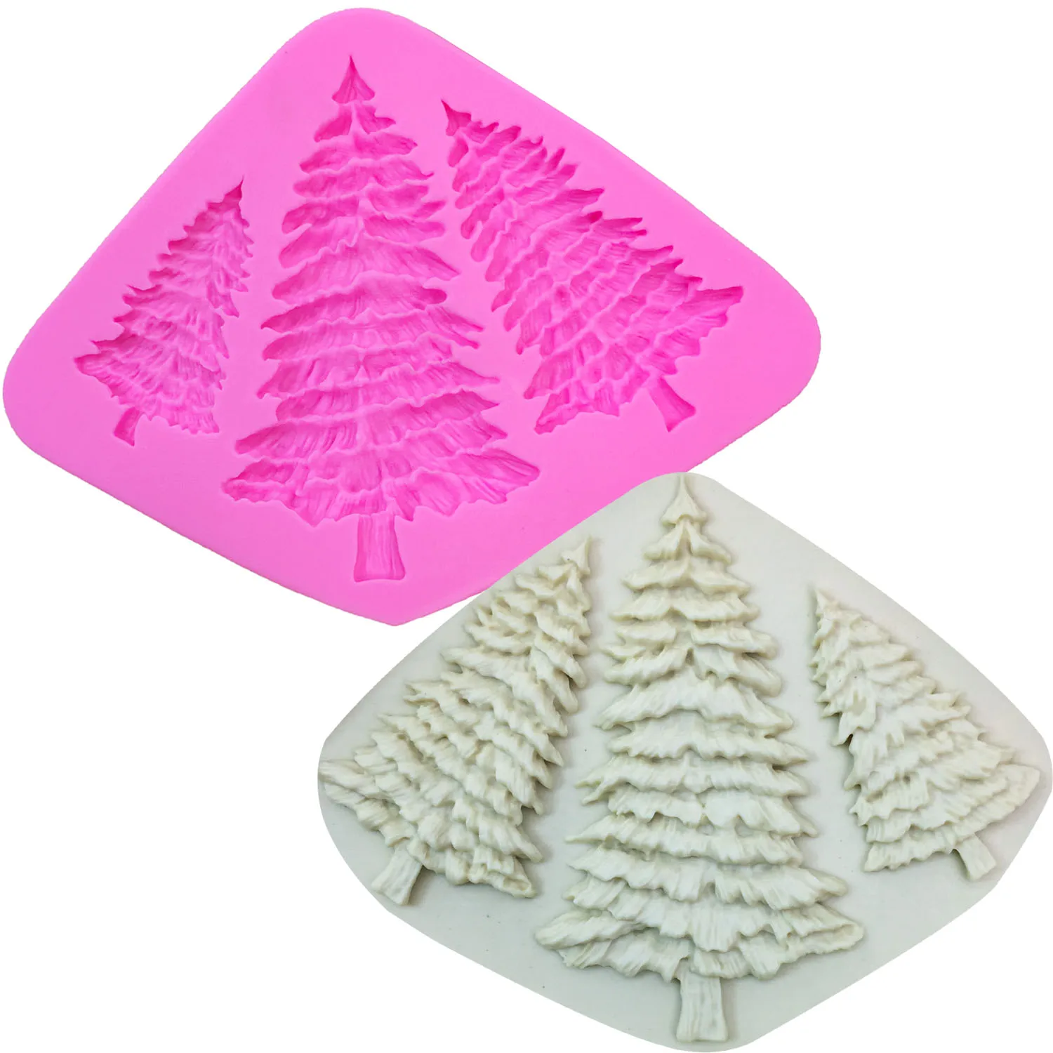 

M0972 3 Hole Christmas tree Shaped Silicone Mold Cake Decoration Fondant cookies tools 3D Silicone Mould baking Bakeware