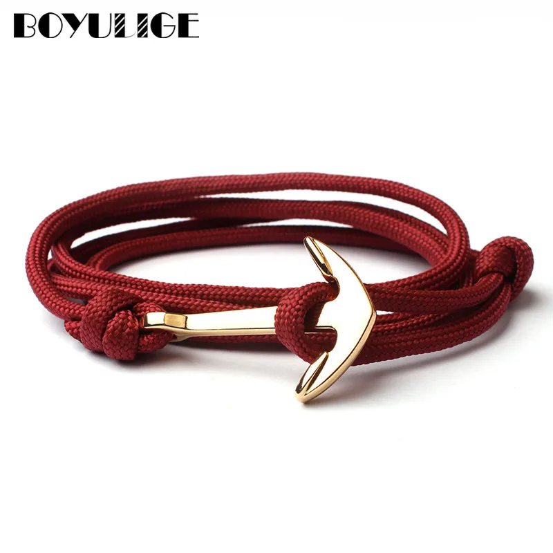 New Adjustable Men Paracord Anchor Bracelet Friendship Charm Bracelets Survival Rope Chain Bracelets &Bangles For Men and Women