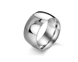 Stainless Steel Comfort Fit Plain Wedding Band, Wide 8mm Ring, Men and Women