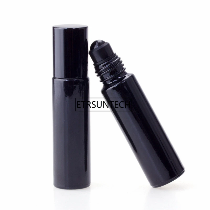 100pcs Black Glass Essential oil Roll On Bottle Vials Black jade Roller Ball For Perfume Aromatherapy F3145